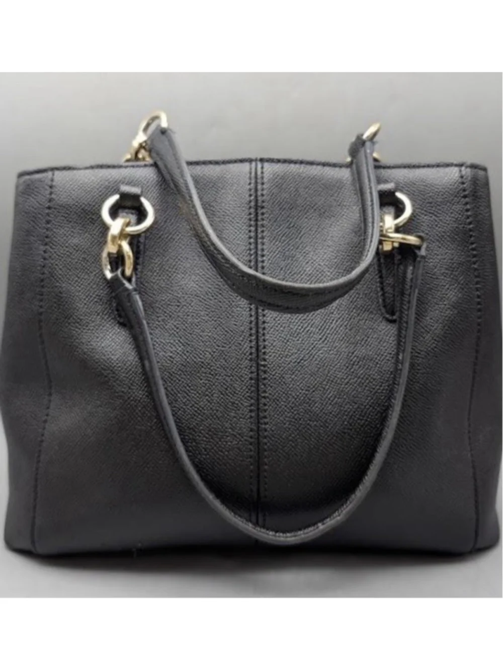 Coach Black Minetta Satchel Crossgrain Leather Handbag Crossbody Purse COA EUC!